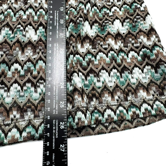 COLDWATER CREEK Women's 2X Aqua Blue Brown Crochet Lined Pullover Boho Tunic Top - Picture 7 of 8